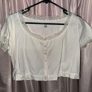 Brandy Melville Cream Lace Button Blouse
